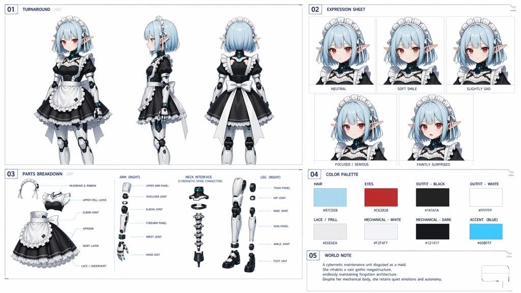 Cybernetic Character Reference Sheet preview image 1