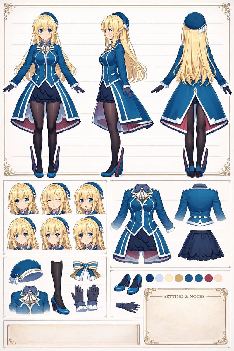 Anime Character Design Reference Sheet preview image 1