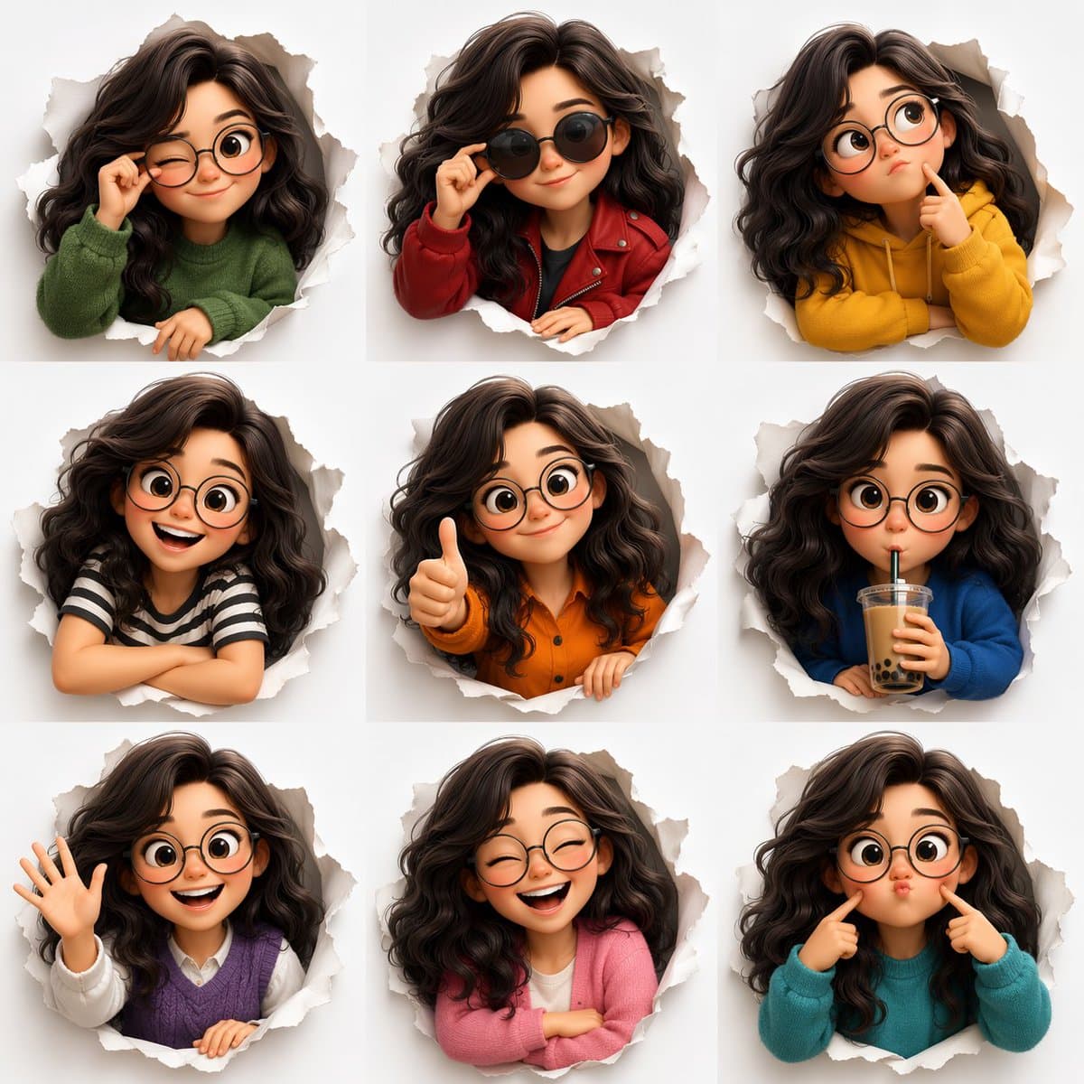 3D Animated Character Expression Grid preview image 1
