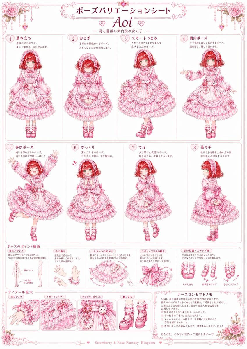 Pink Lolita Pose Variation Sheet preview image 1