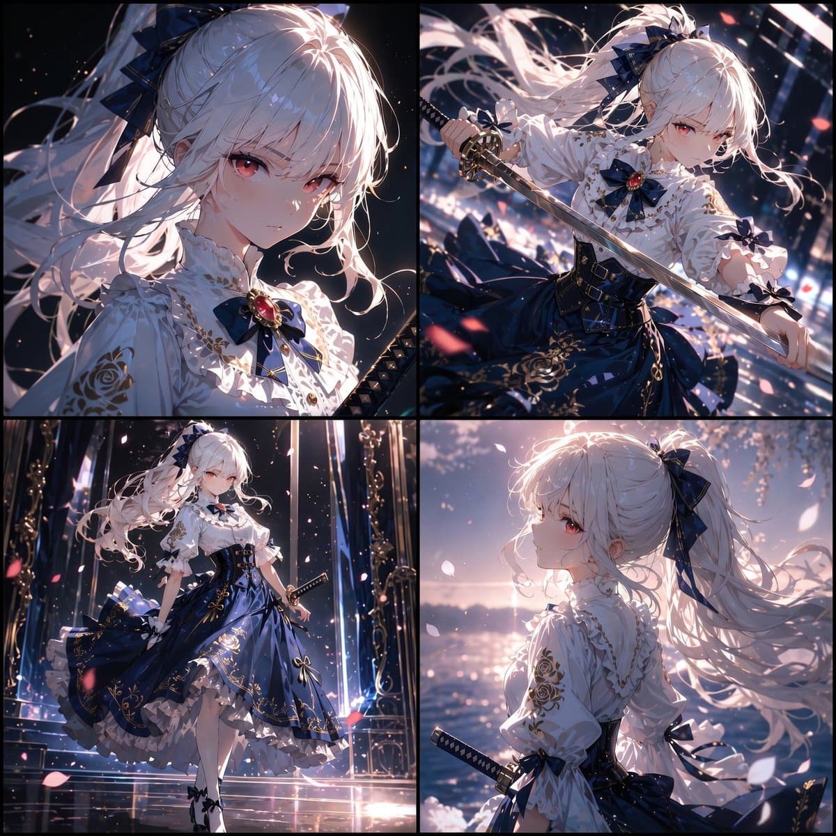 White-Haired Anime Swordswoman Collage preview image 1