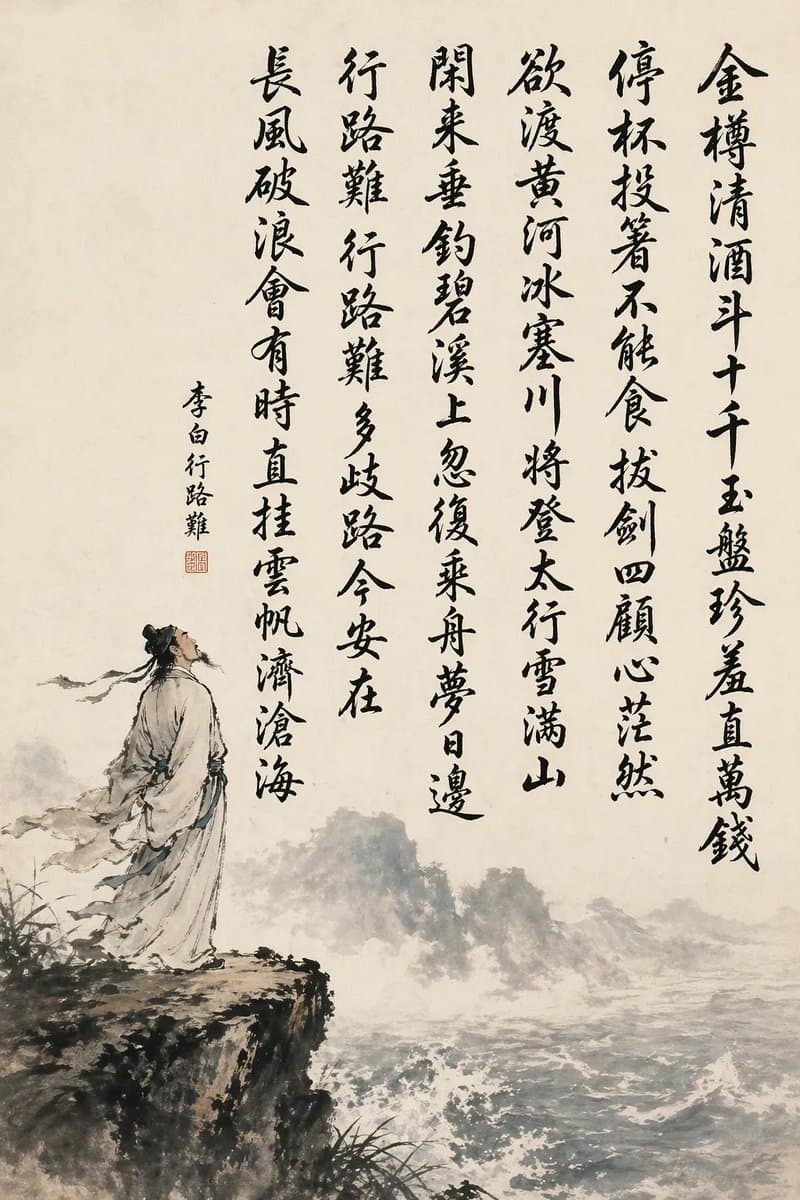 Chinese Calligraphy Poem Landscape preview image 1