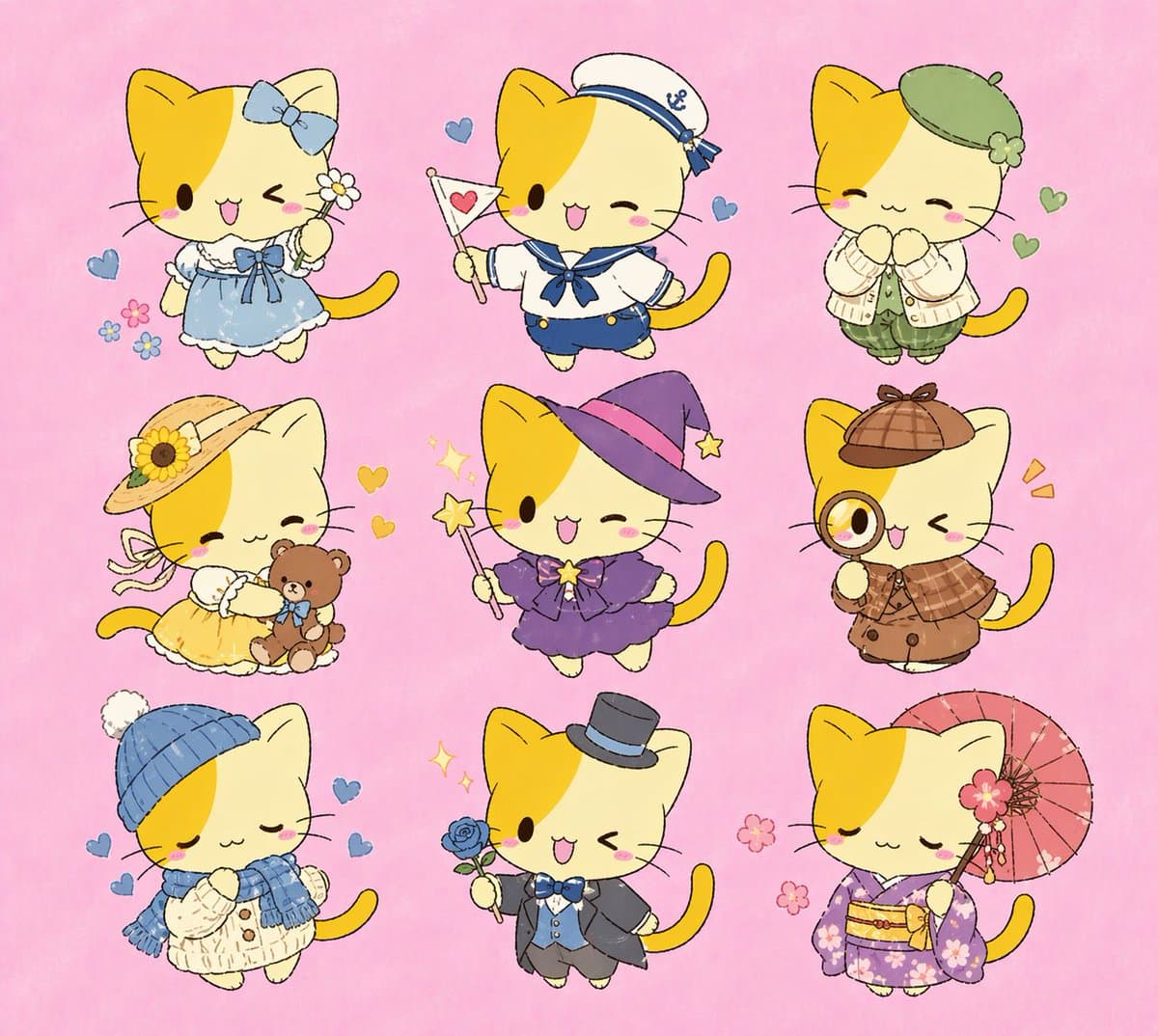Nine Chibi Kitten Costume Variants preview image 1