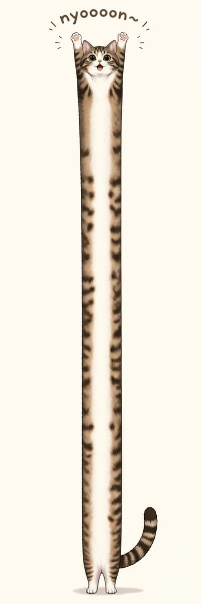 Long Stretching Tabby Cat preview image 1