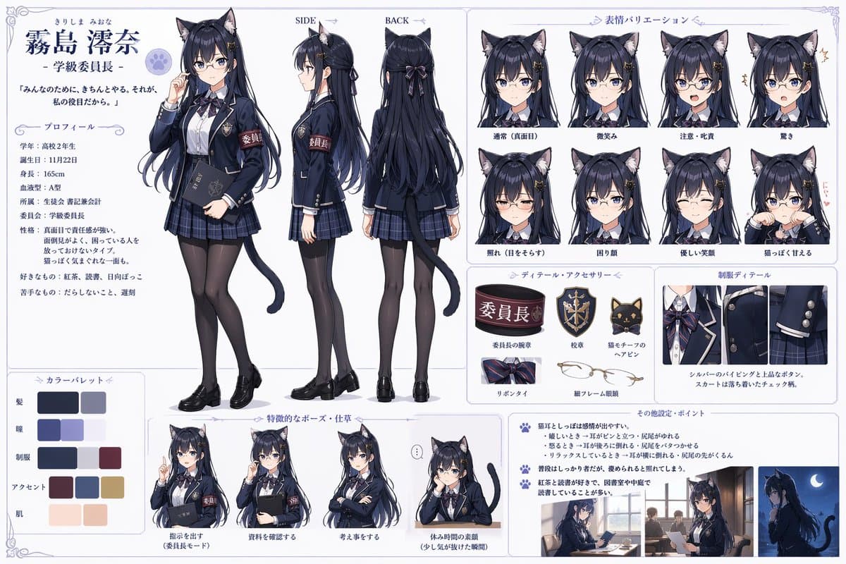 Catgirl Student Council Reference Sheet preview image 1