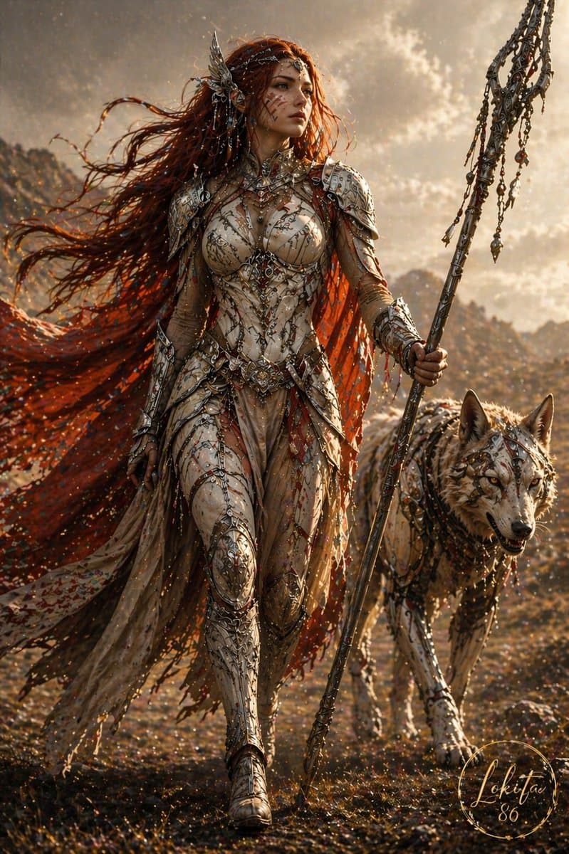 Epic Fantasy Warrior and Wolf preview image 1