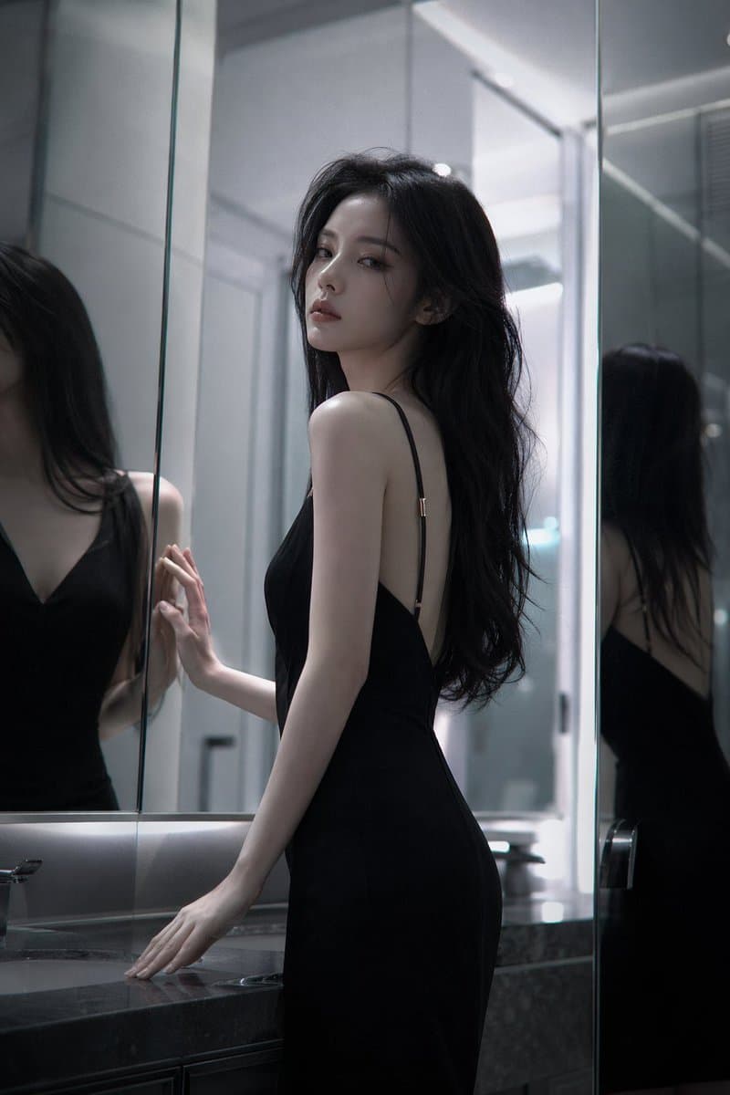 Atmospheric cold glamor mirror portrait preview image 1