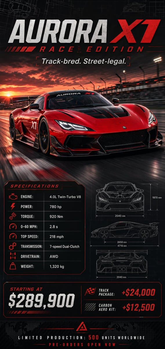 Racing Car Poster with Specs preview image 1