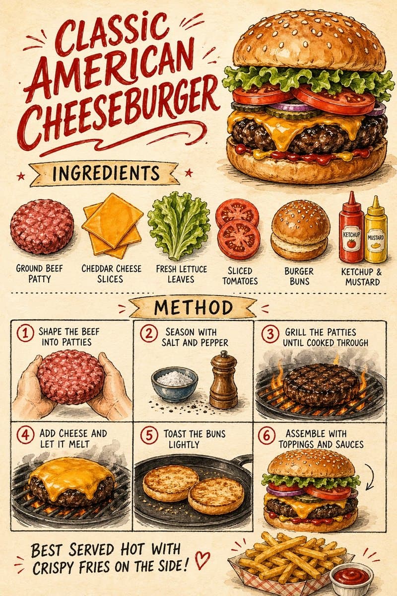 Vintage Cheeseburger Recipe Poster preview image 1