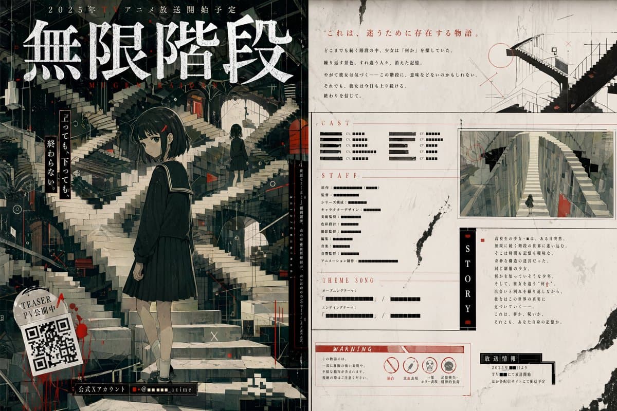 Surreal Infinite Staircase Anime Poster preview image 1
