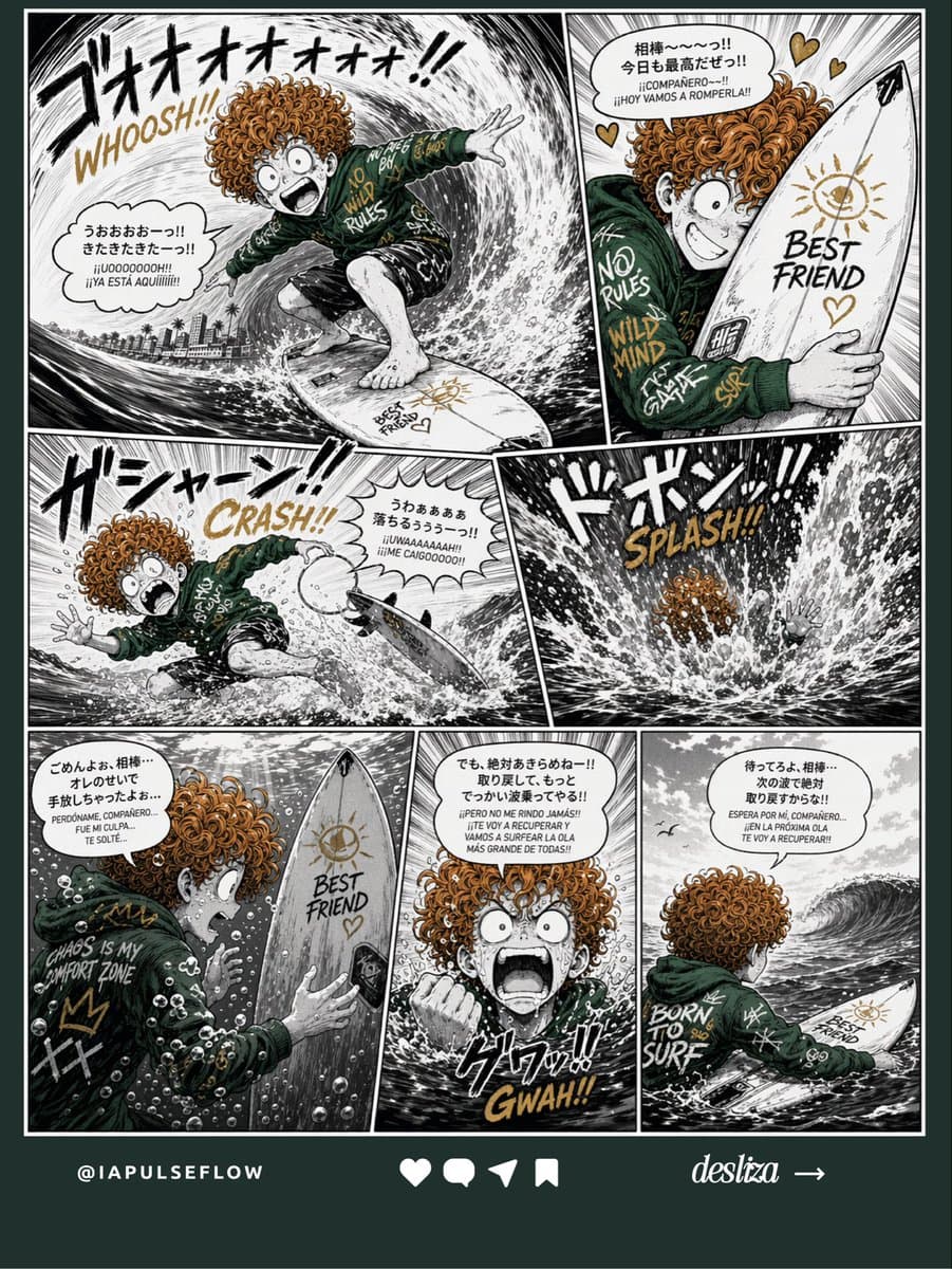 Manga Surf Wipeout Comic Poster preview image 1