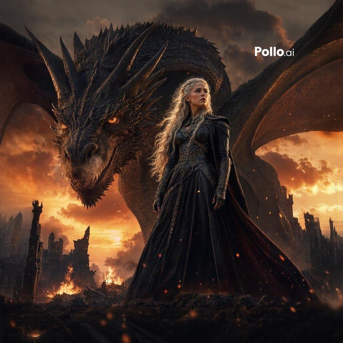 Dragon Queen at Burning Sunset preview image 1