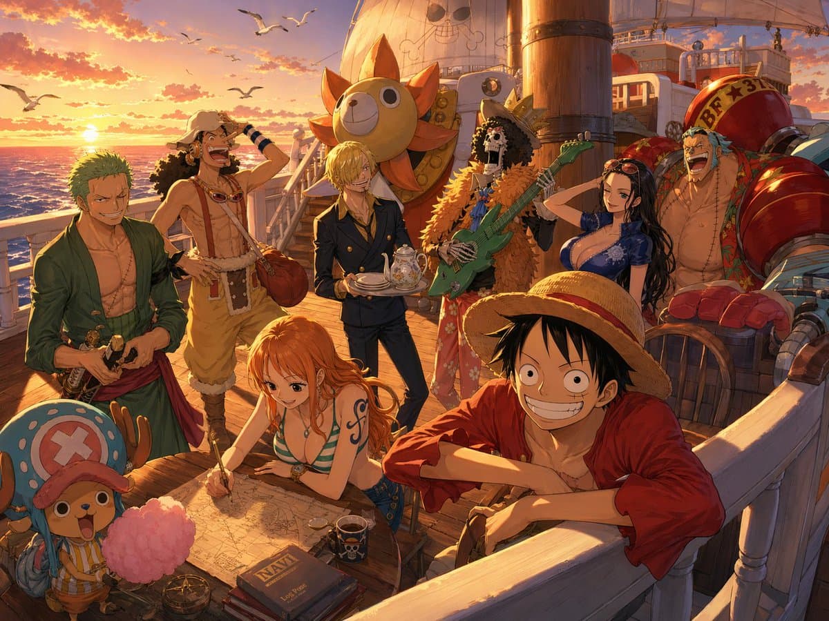 One Piece Straw Hat Crew at Sunset preview image 1