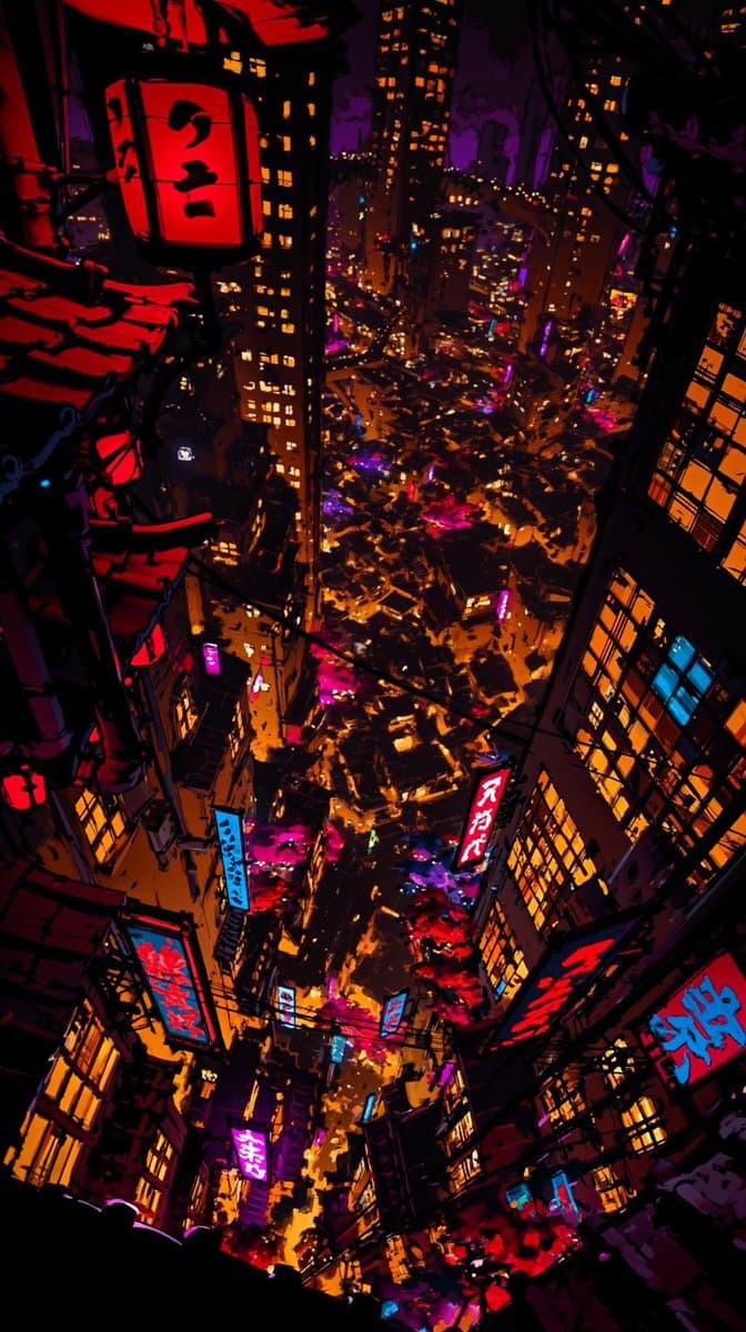 Surreal Neon Japanese Megacity Overlook preview image 1