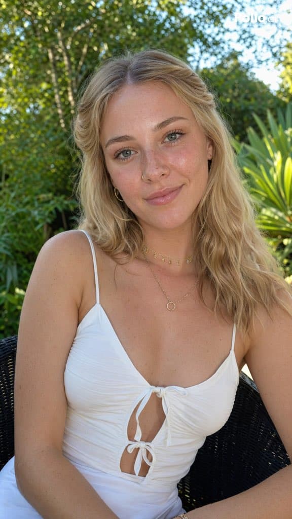 Garden Portrait With White Summer Dress preview image 2