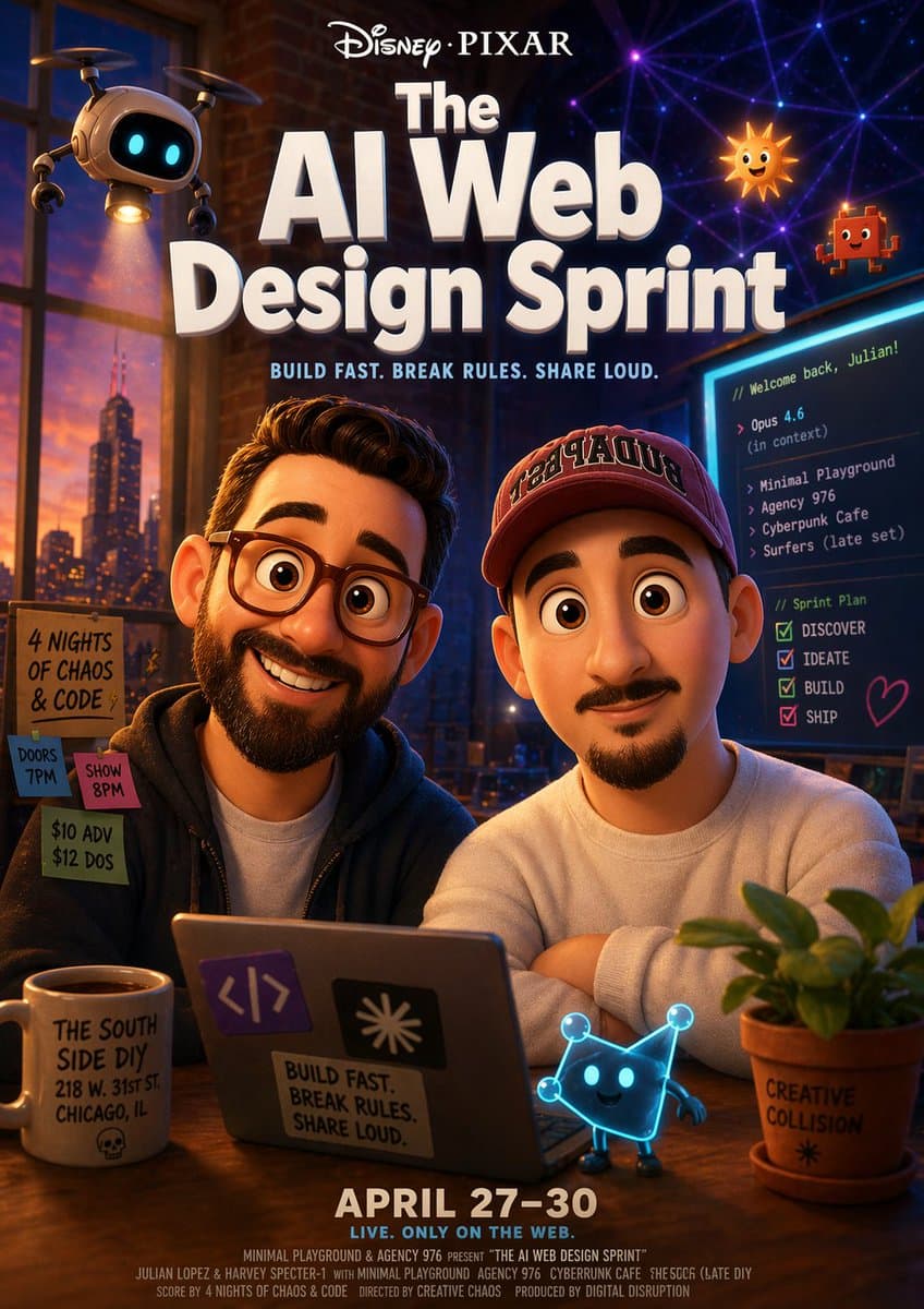 Pixar-Style AI Web Design Sprint Poster preview image 1
