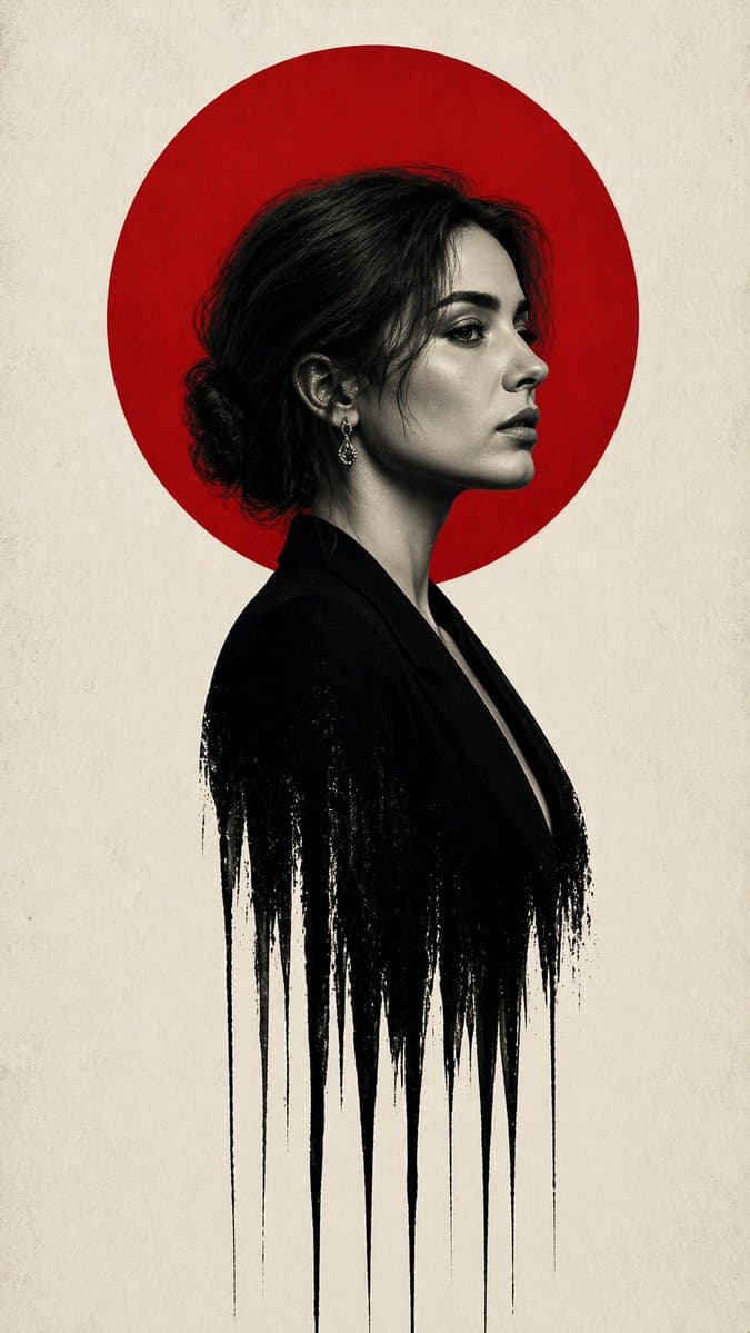 Noir Woman With Red Halo Poster preview image 1