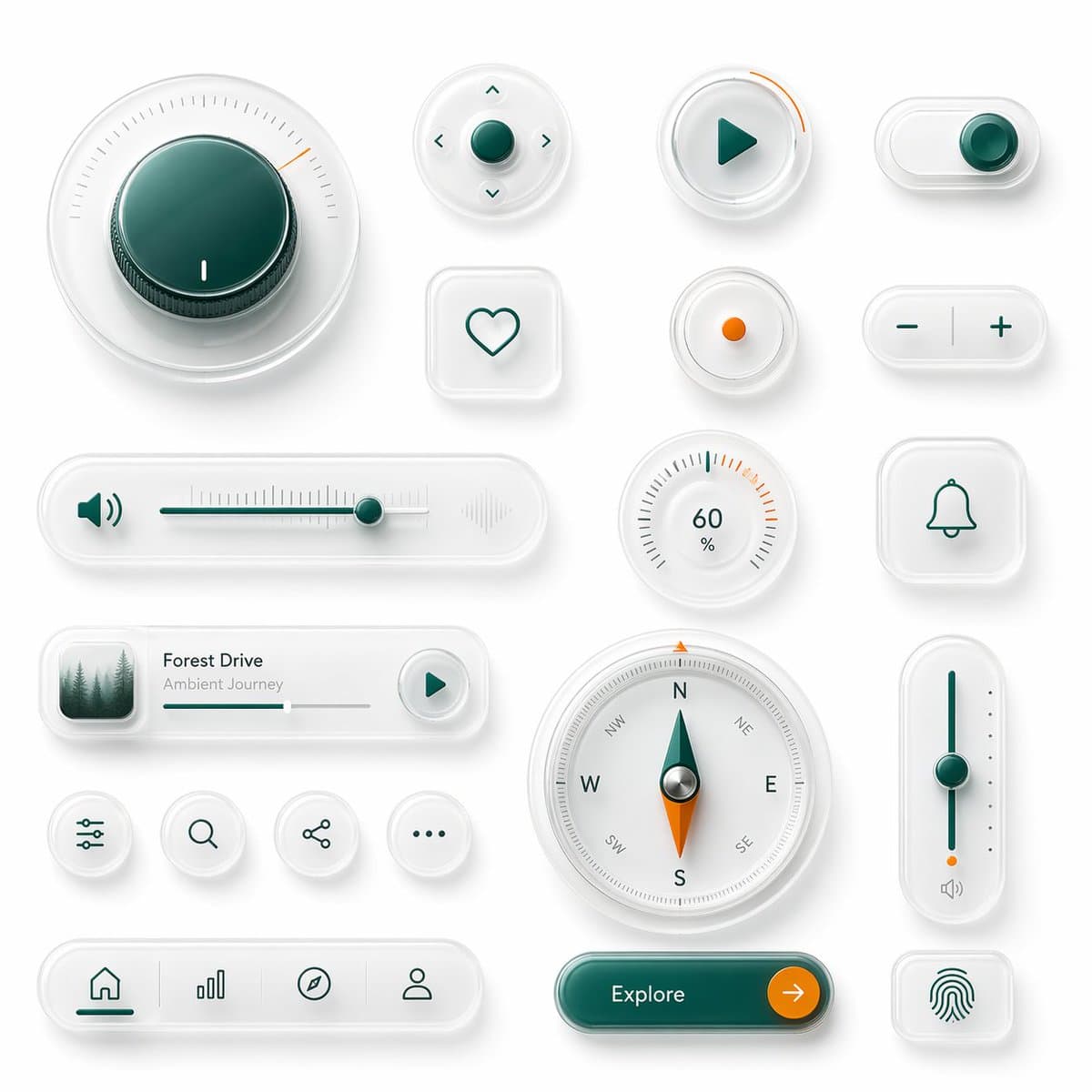 Neumorphic Glass UI Kit Board preview image 1