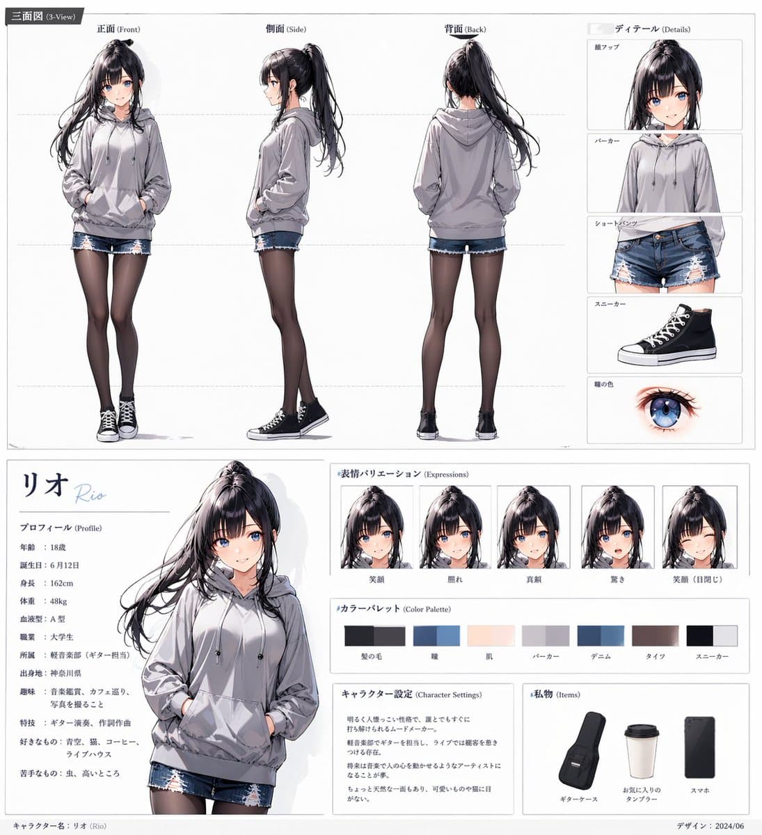 Anime Character Sheet for Rio preview image 1