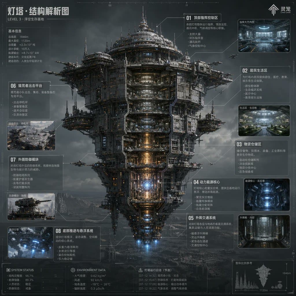 Sci-Fi Lighthouse Structure Diagram preview image 1