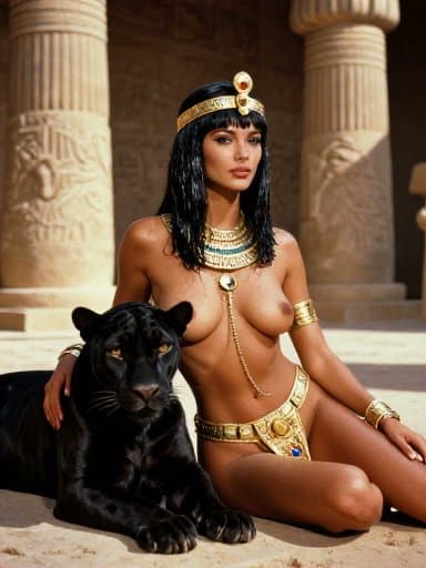 Ancient Egyptian Queen with Black Panther preview image 2
