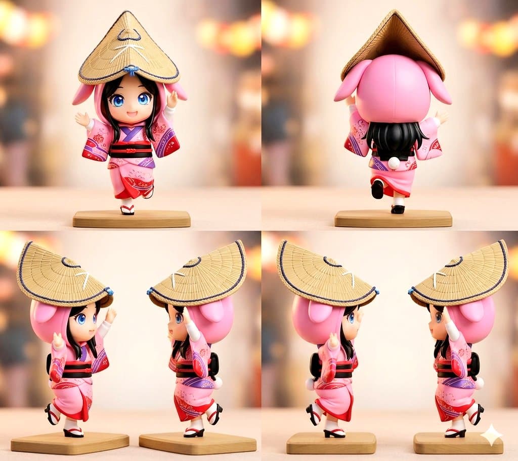 Awa Odori Chibi Figure Turnaround preview image 1