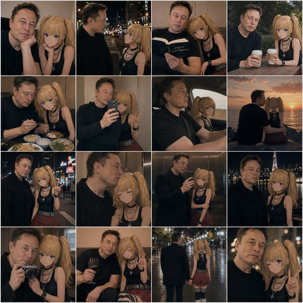 Anime Girl and Man Date Photo Collage preview image 1