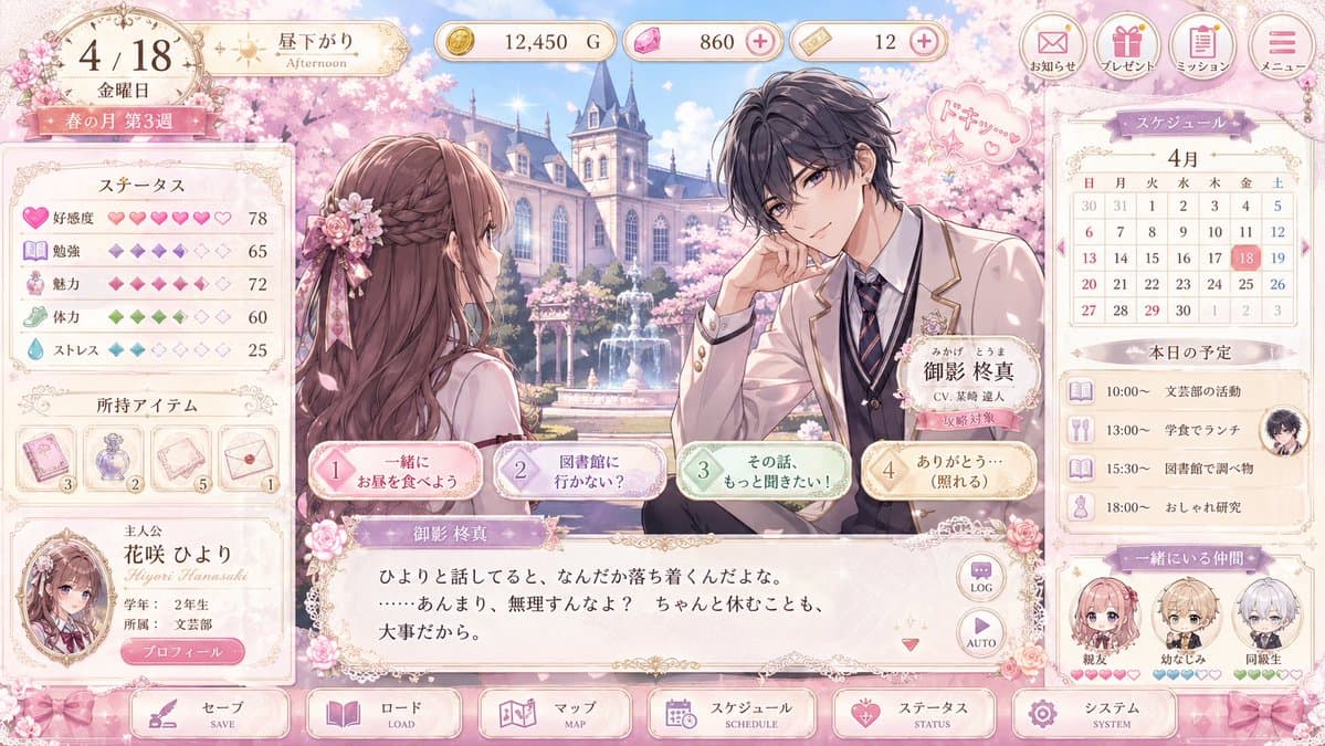 Pastel Otome Game UI Mockup preview image 1
