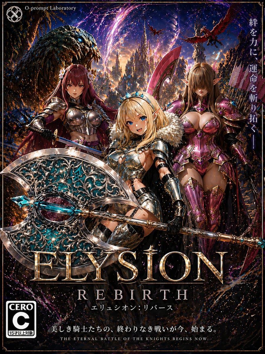 Fantasy RPG Game Cover with Three Knight Women preview image 1