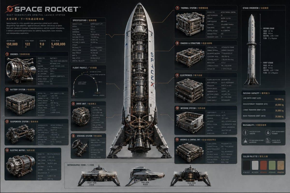 Advanced Technical Space Rocket Poster preview image 1