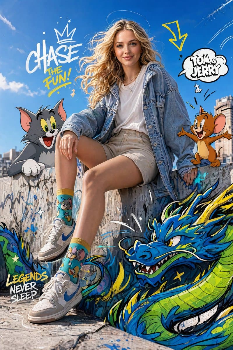 Fashion Editorial with Cartoons preview image 1