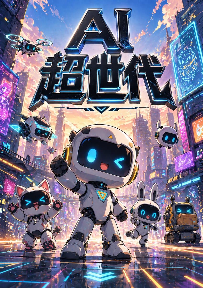 Cyberpunk AI Typeface Poster preview image 1