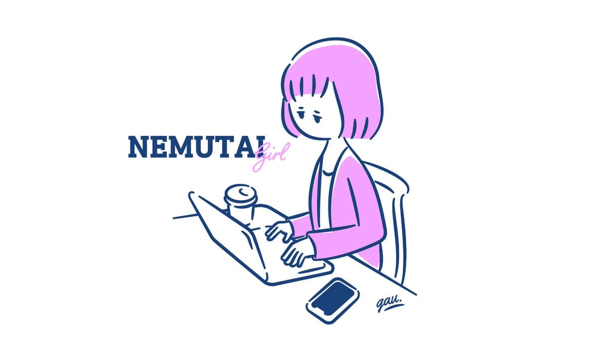 Sleepy Girl at Laptop Illustration preview image 1