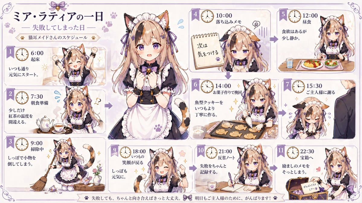 Cat Maid Daily Schedule Infographic preview image 1
