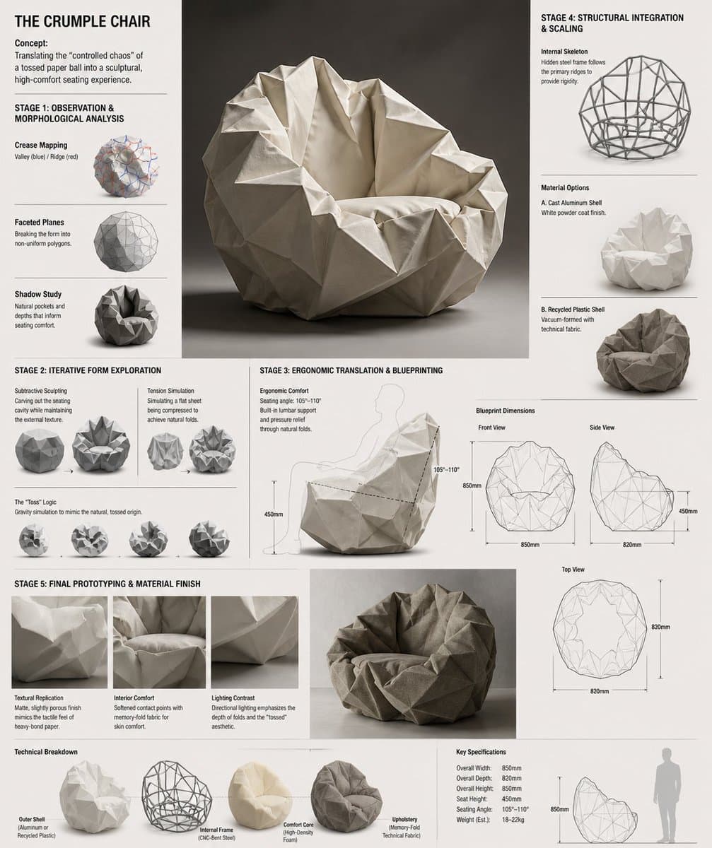 Crumple Paper Furniture Concept Design preview image 1