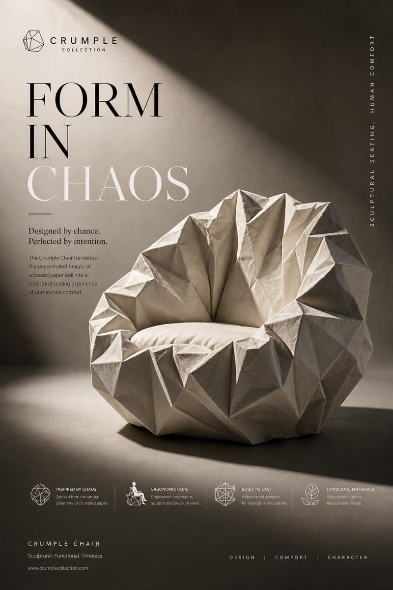 Crumple Paper Furniture Concept Design preview image 2