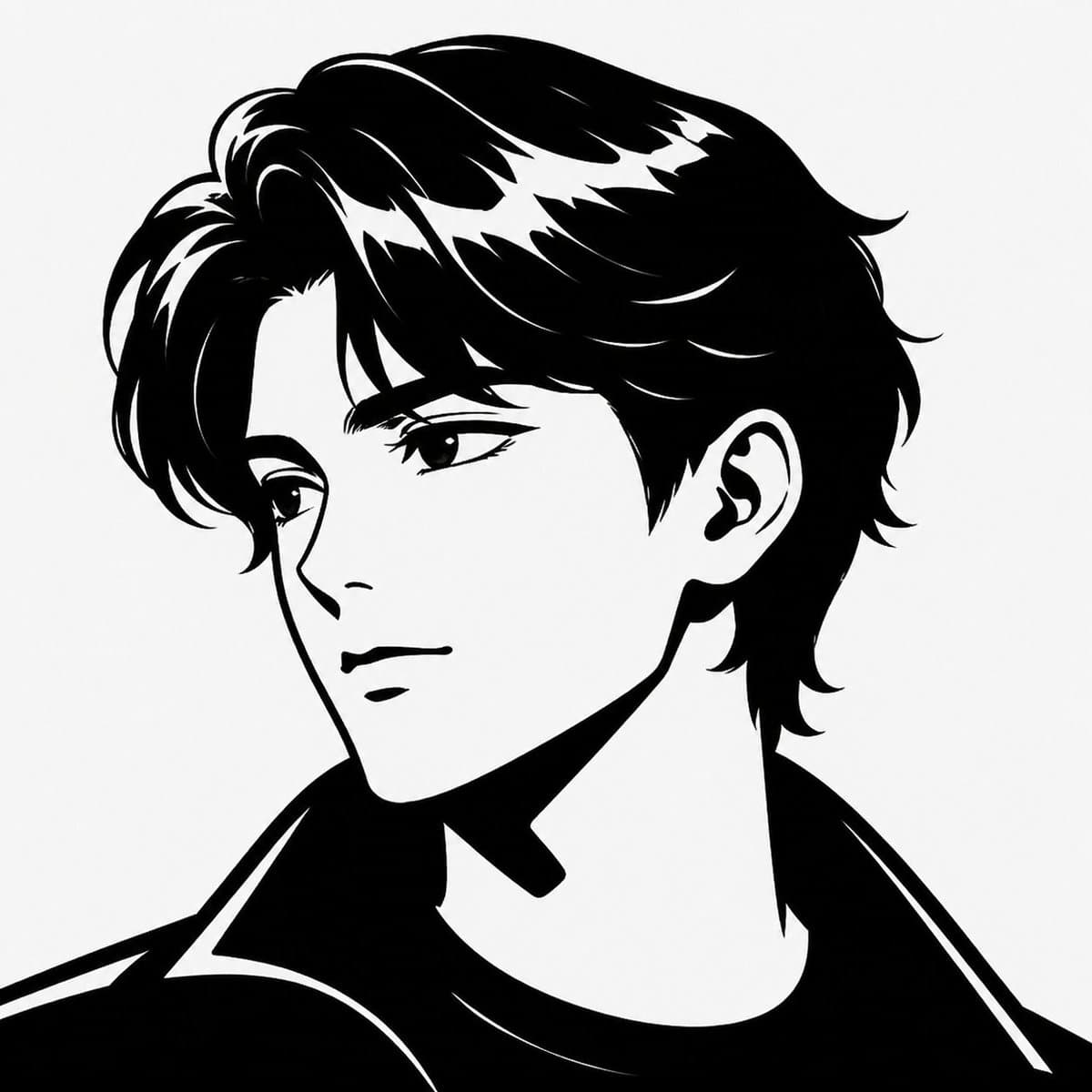 Minimalist Black White Male Silhouette preview image 1