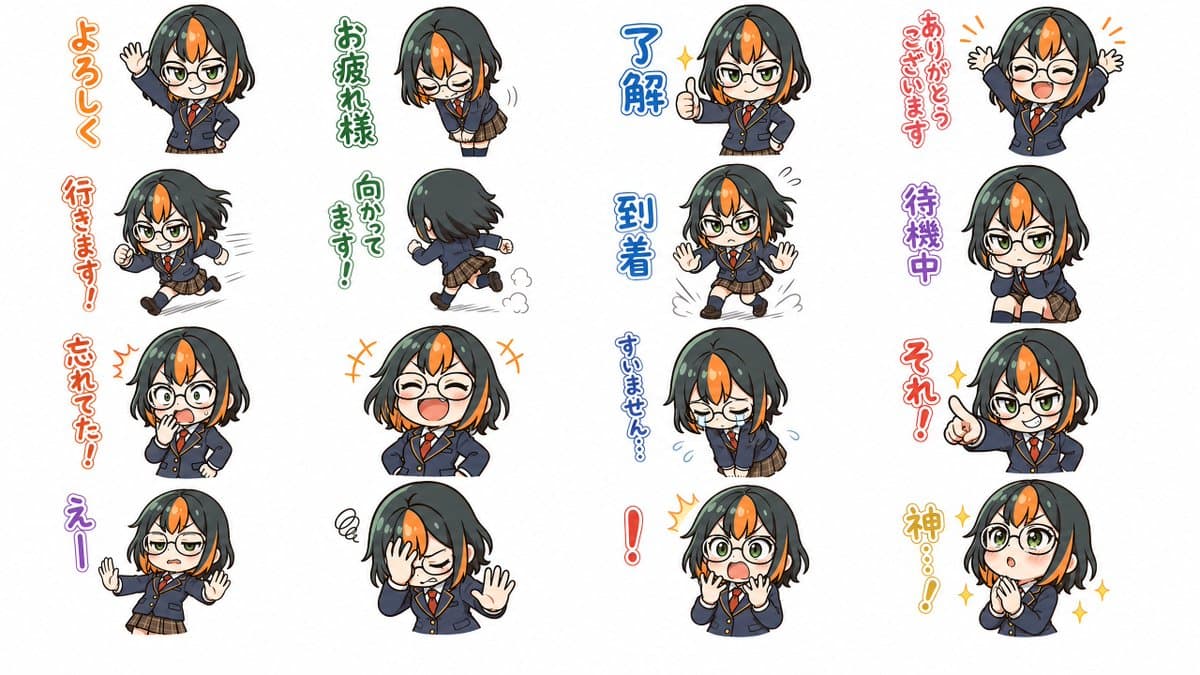 Chibi Japanese Schoolgirl Sticker Sheet preview image 1
