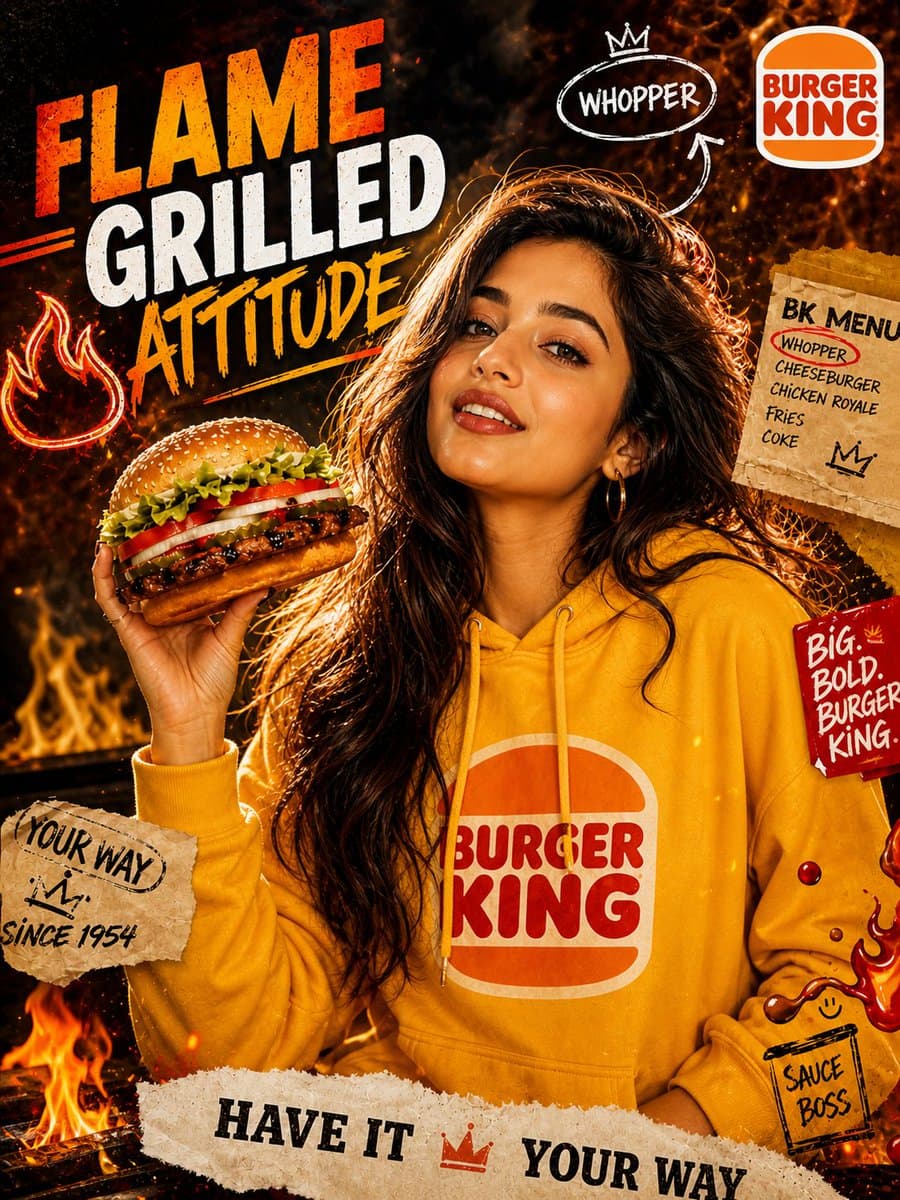 Dramatic Flame-Grilled Ad Poster preview image 1