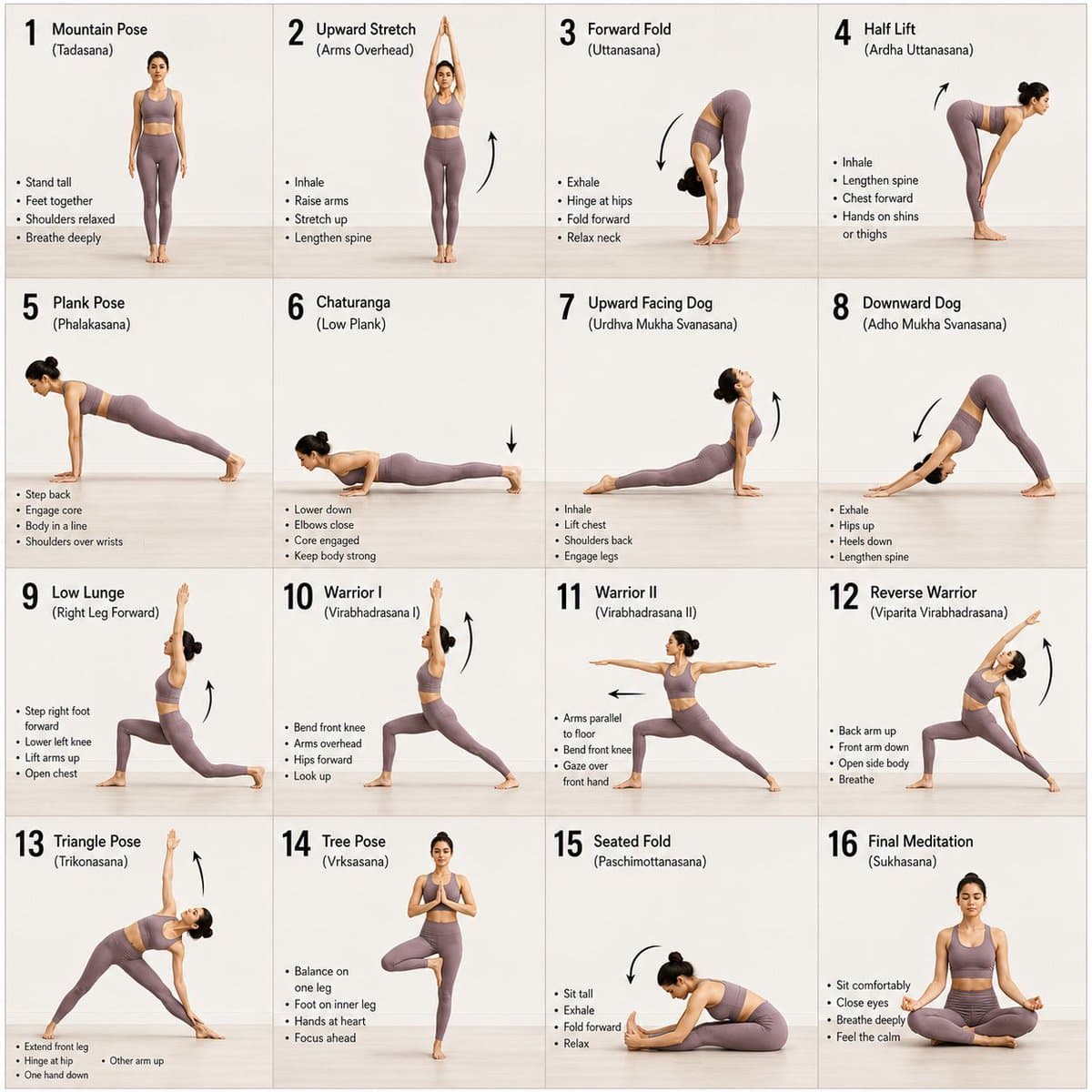 16-Panel Yoga Instructional Storyboard preview image 1