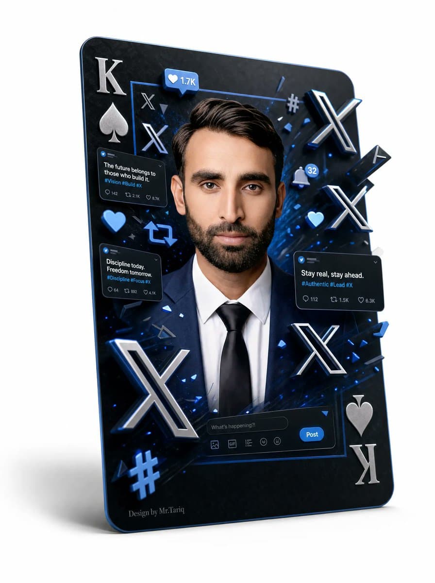 3D X Social Media Playing Card Poster preview image 1