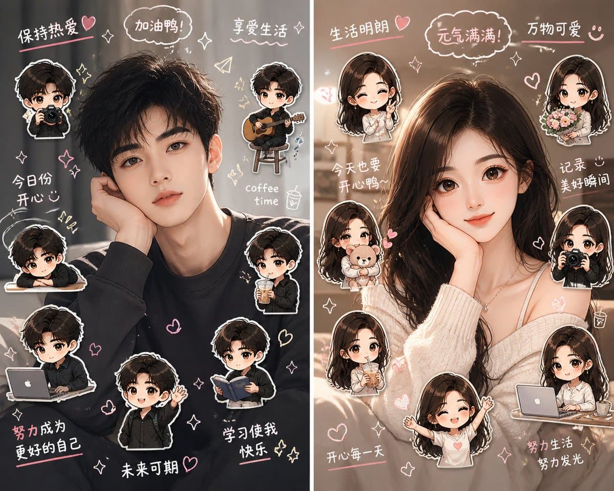 Split-Screen Chibi Selfie Scrapbook preview image 1