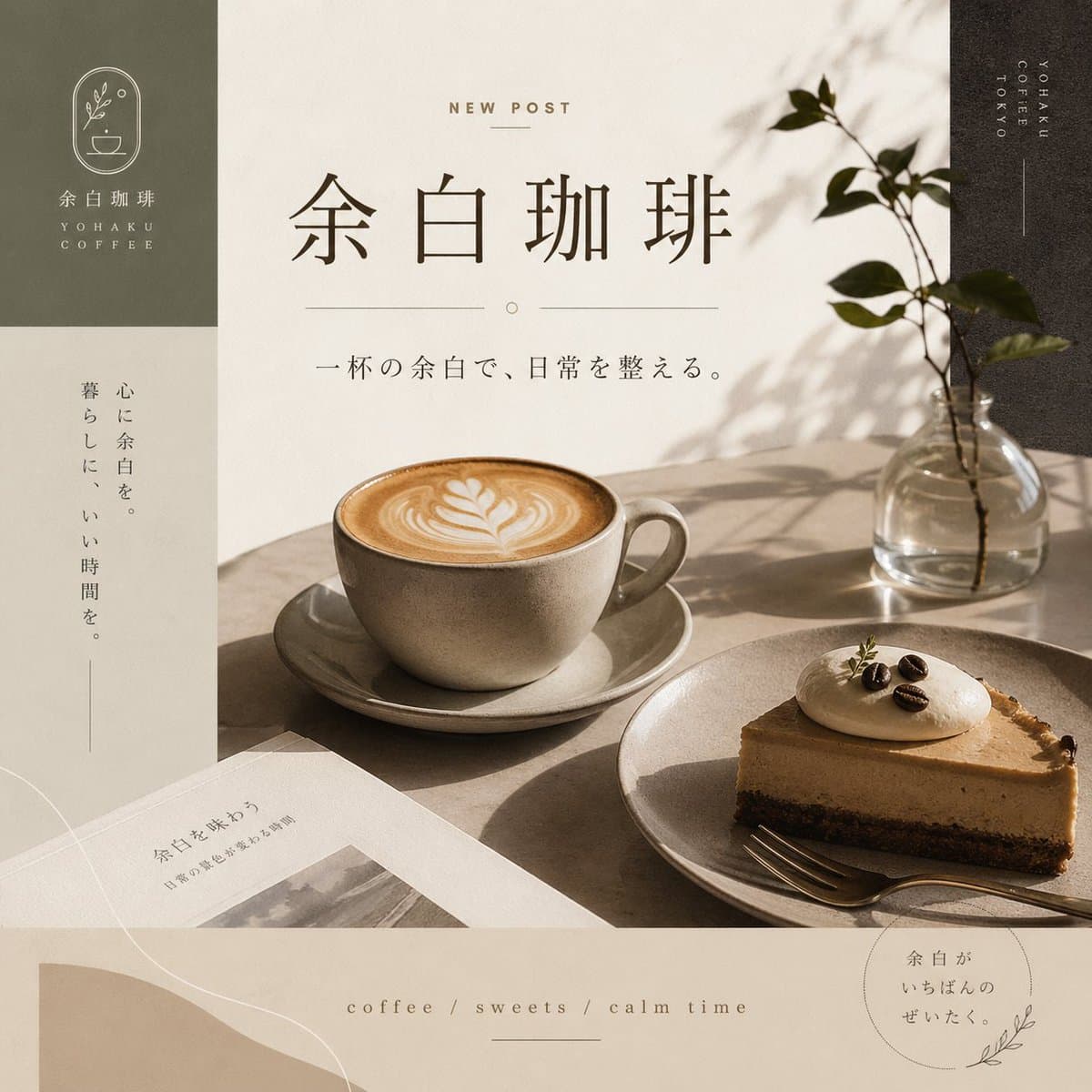 Yohaku Coffee Cafe Announcement Poster preview image 1
