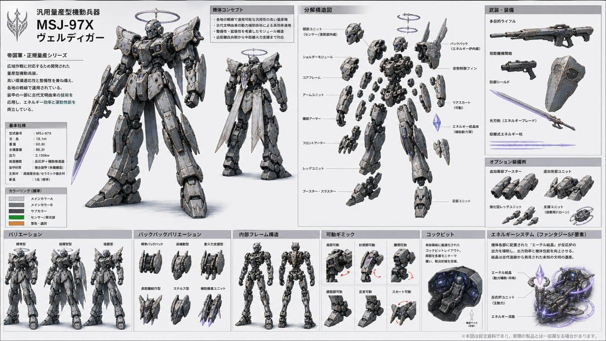 Japanese Fantasy Sci-Fi Mecha Design Sheet preview image 1