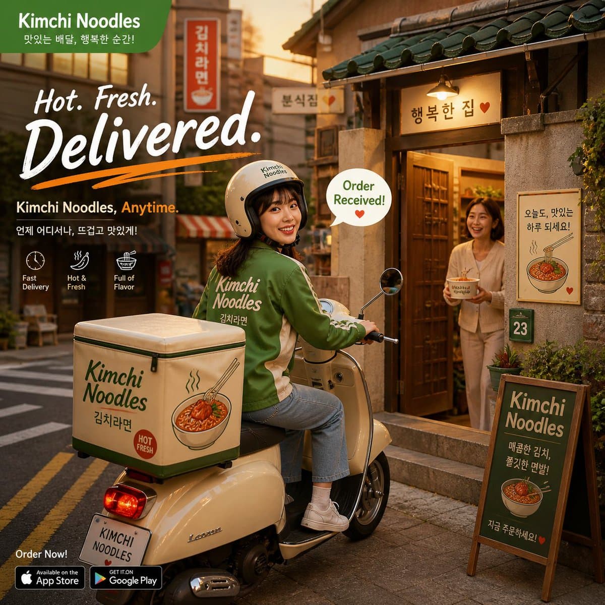 Warm Kimchi Noodles Delivery Ad preview image 1