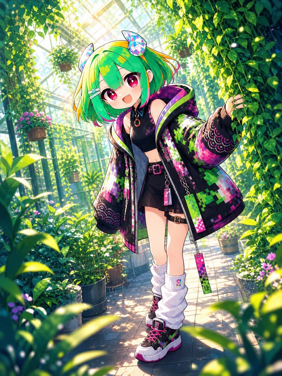 Greenhouse Cyber Streetwear Anime Girl preview image 1