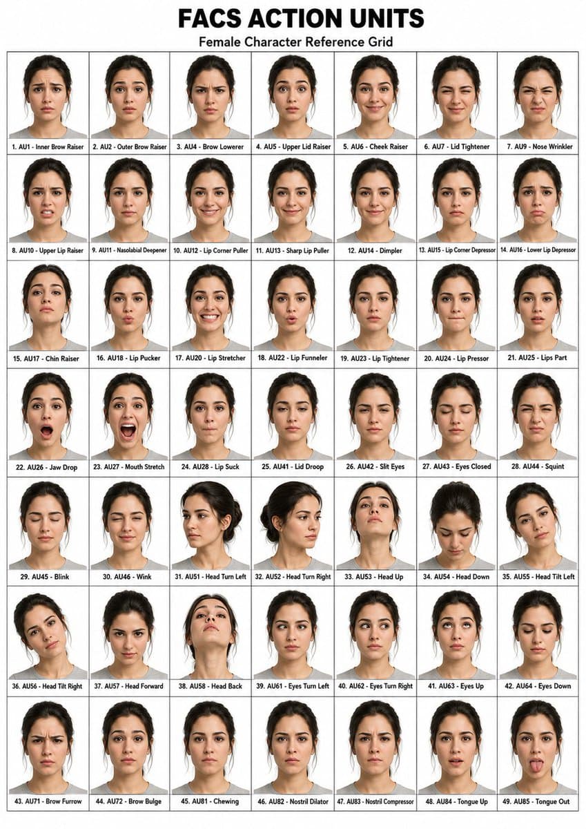 FACS Action Units Reference Grid preview image 1