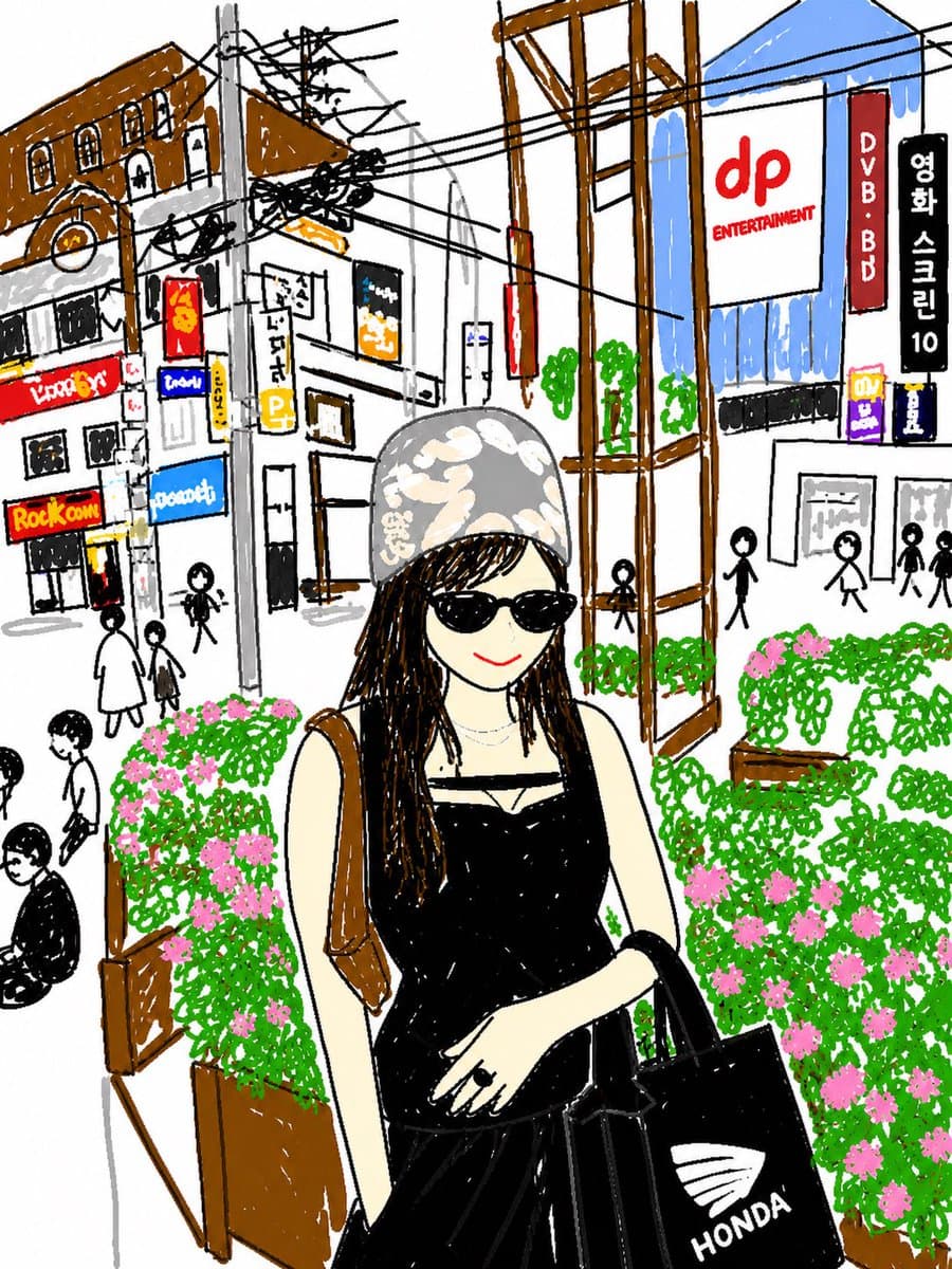 Cute Hand-Drawn Korean Street Portrait preview image 1