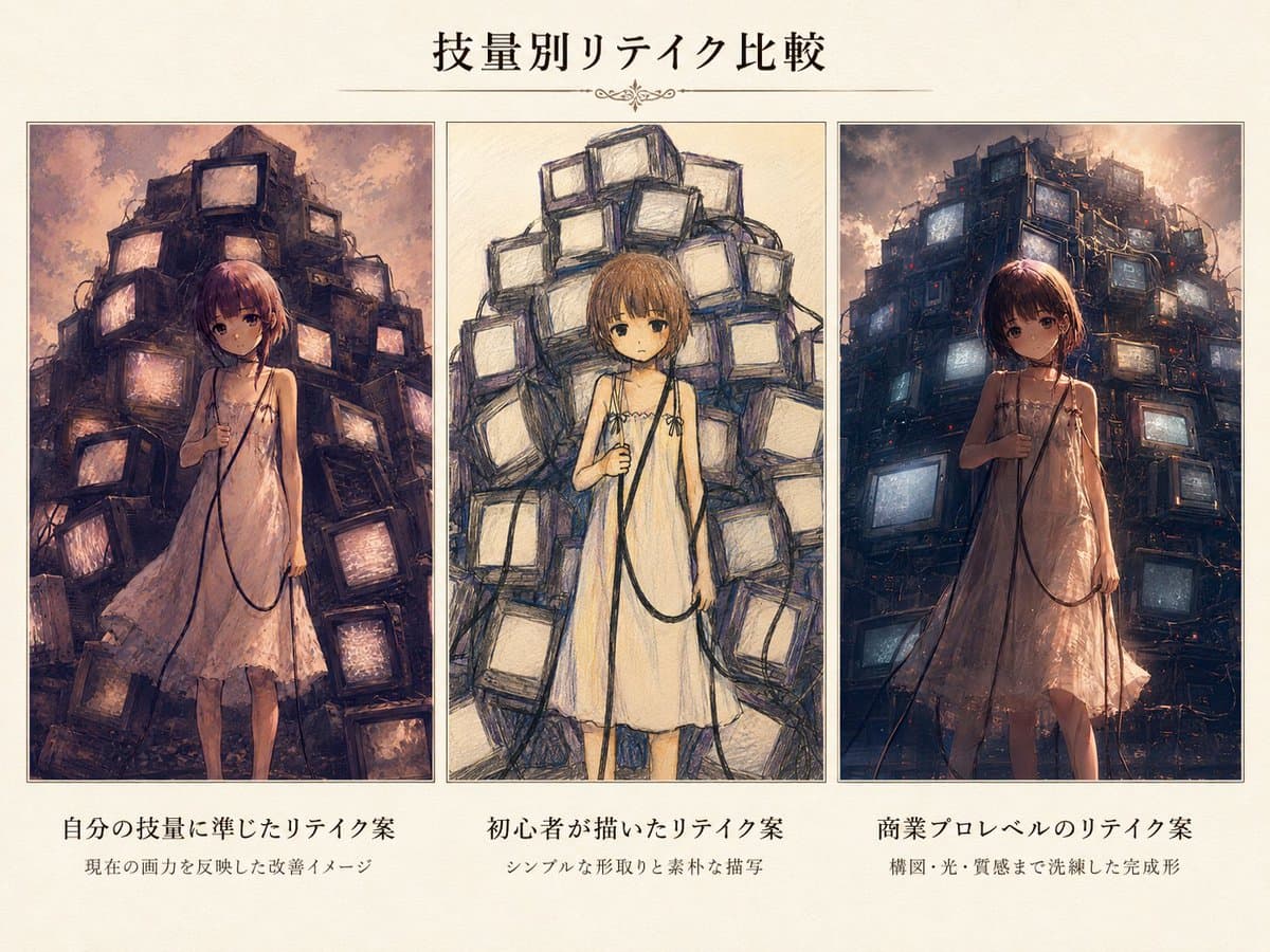 Three-Level Illustration Retake Comparison preview image 1