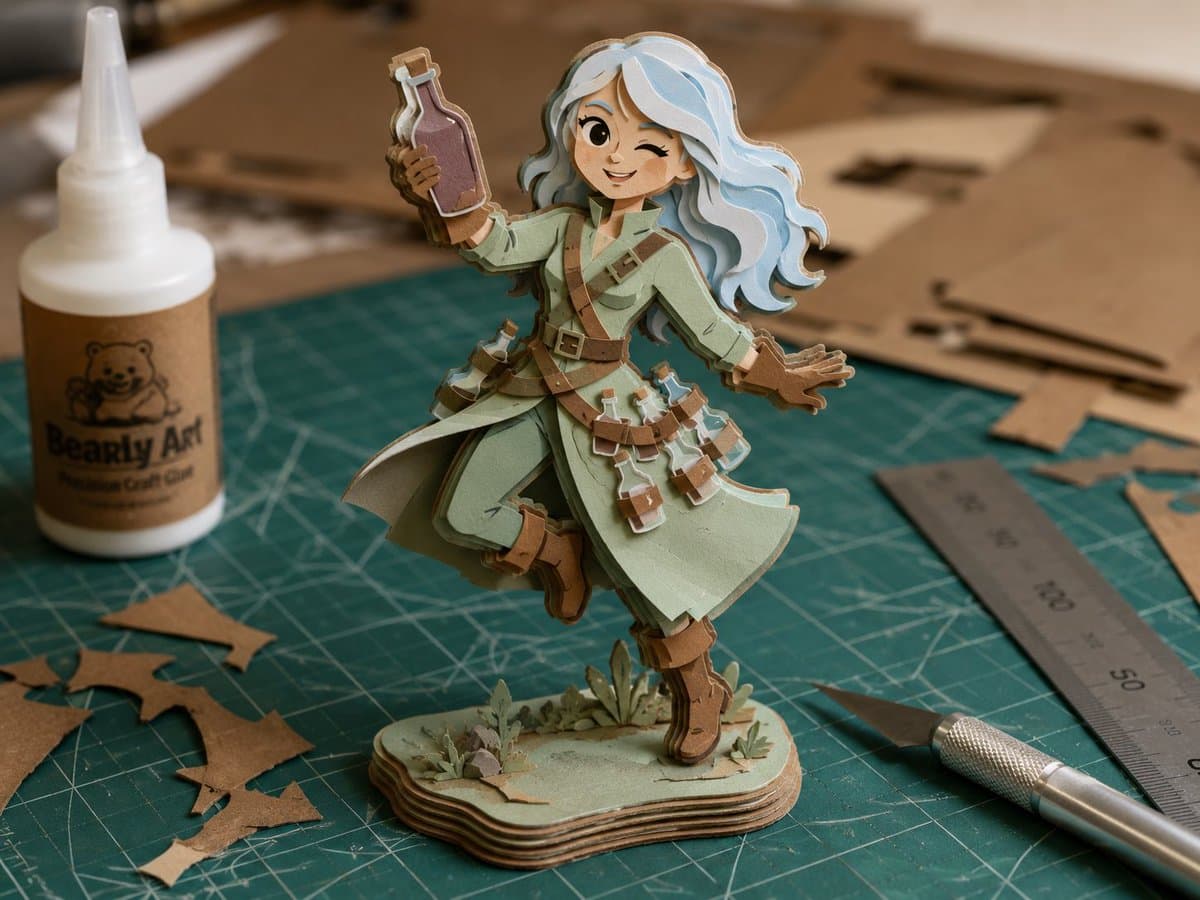 Layered Paper Alchemist Figurine preview image 1